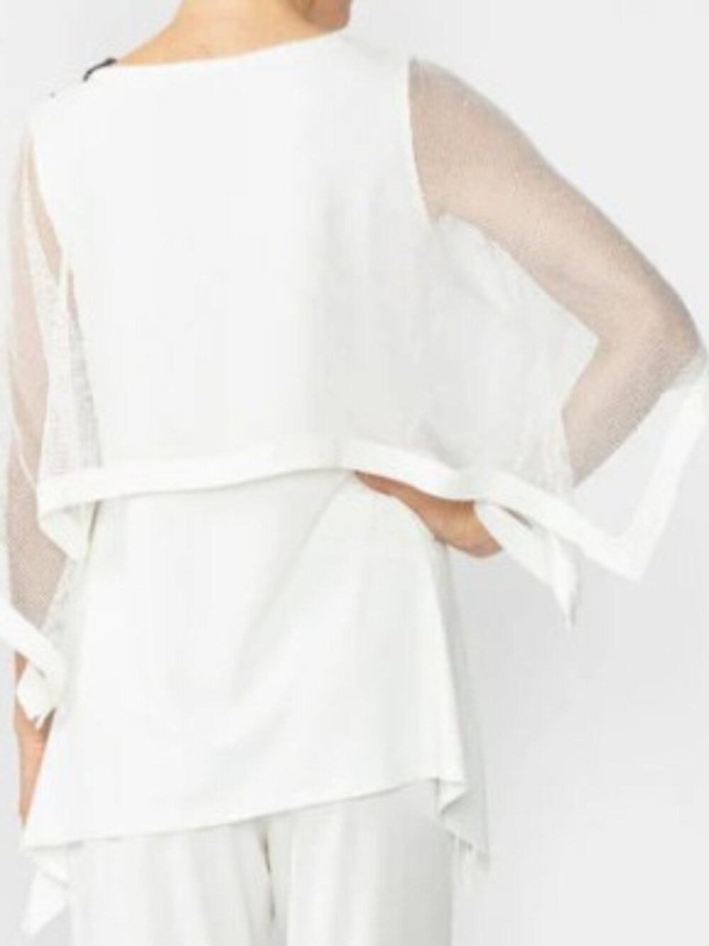 IC Collection White Mesh Poncho Style Tunic - S